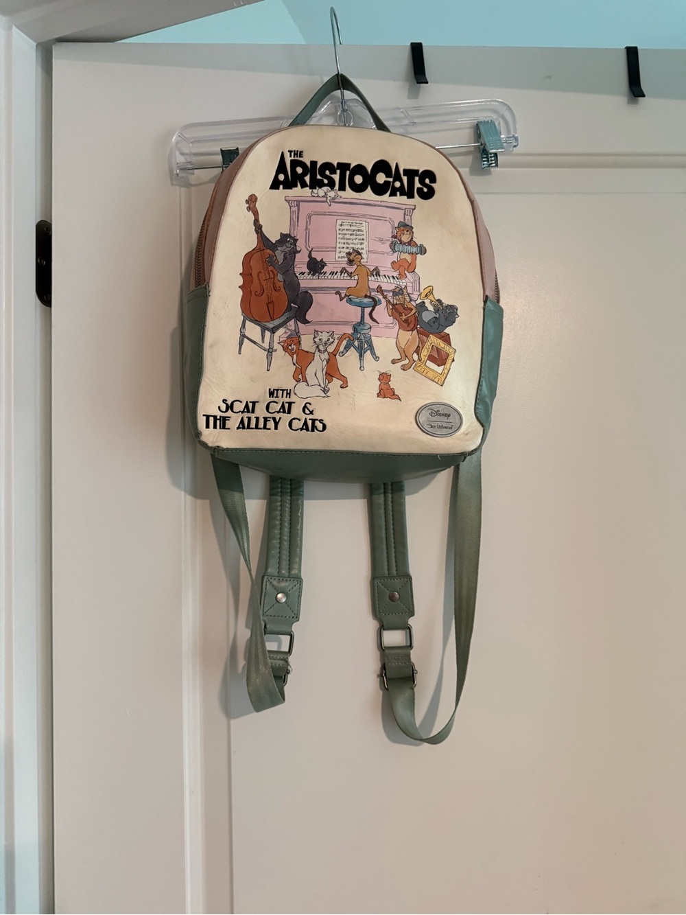 Disney The Aristocats Mini Backpack in Cream & Sage with Character Art